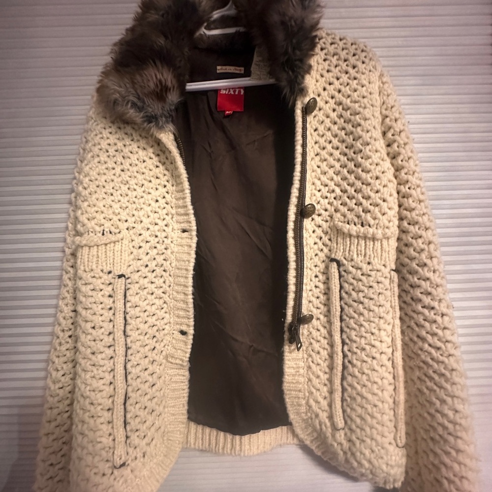 Miss Sixty Brown Jacket with Faux Fur Collar